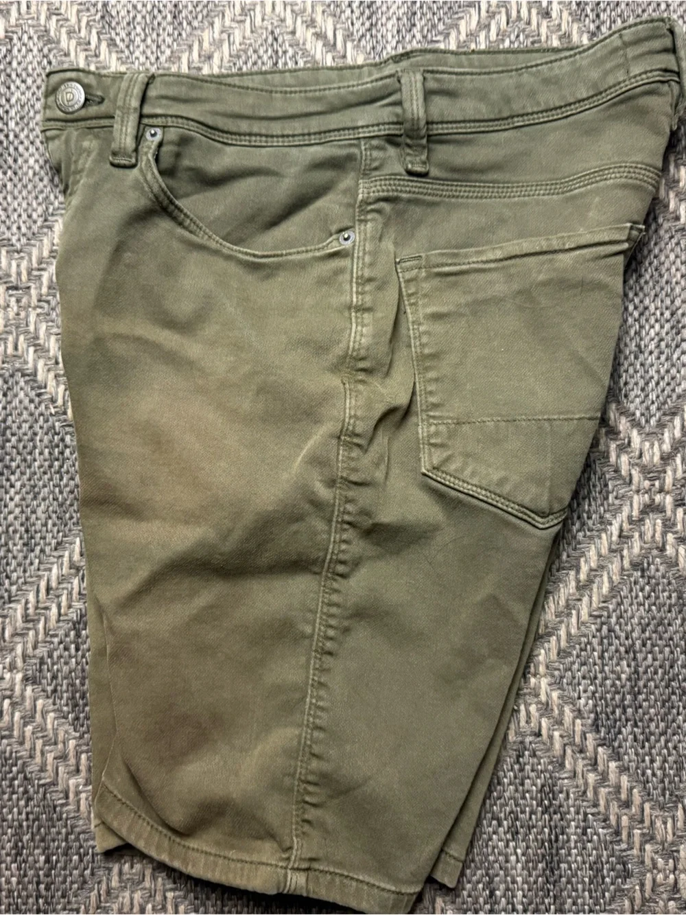 DUER N2X Slim Fit Shorts Stretch Chino 31x9 Mens Green Cotton DU/ER